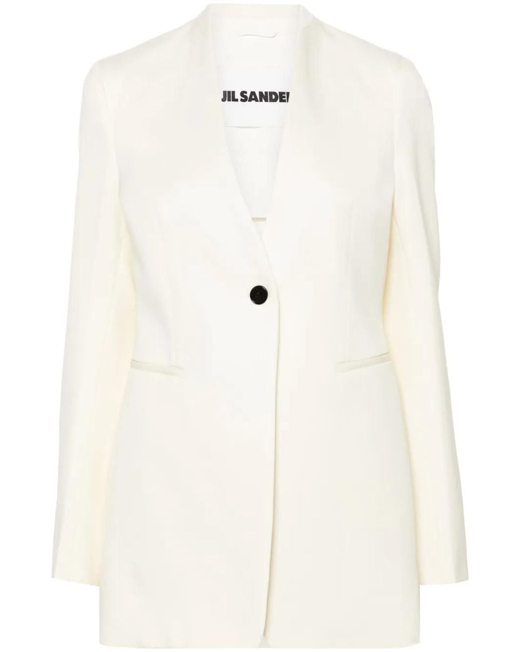 Jil Sander Natural Single-Breasted Wool Blazer