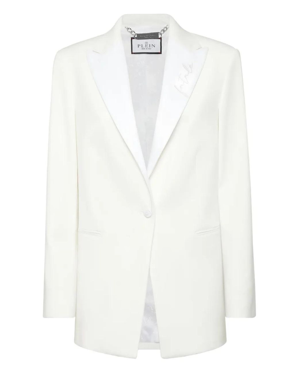 Philipp Plein White Wool Boyfriend Fit Blazer Fatable