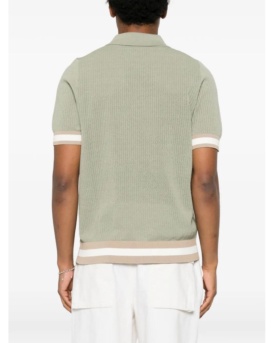 CHE Green Cotton Open Knit Quinn Polo for men