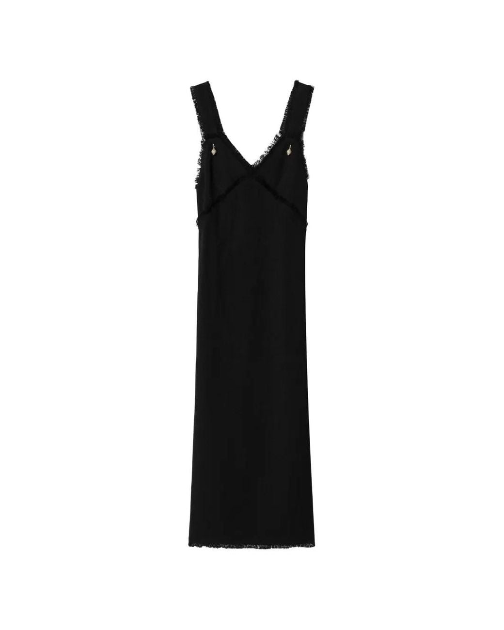 Totême Black V-Neck Raw Slip Dress