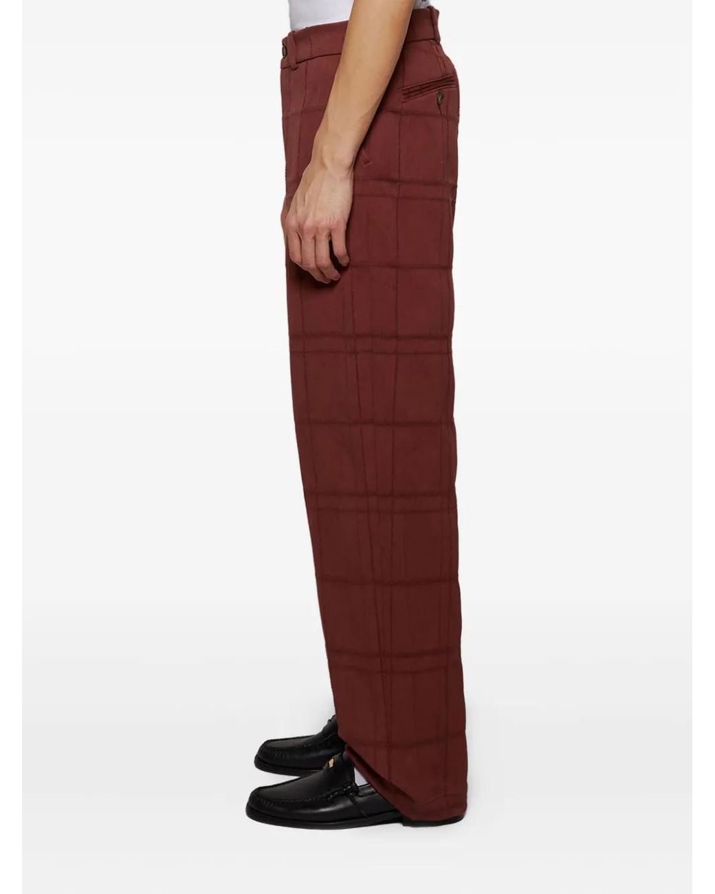 The Elder Statesman Red Checked Cotton Trousers for men