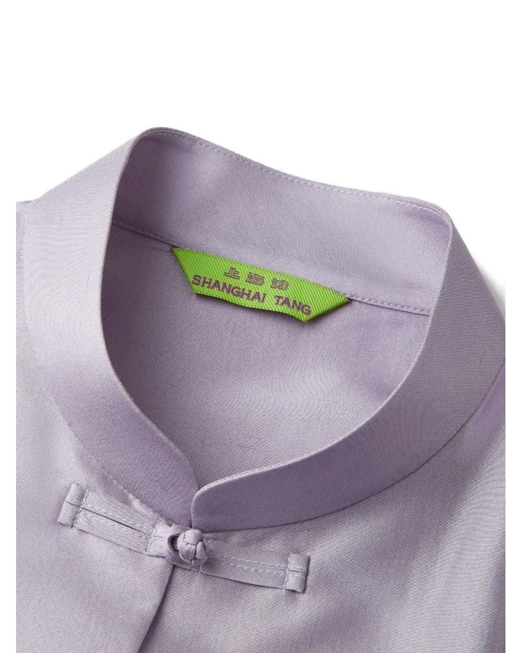 Shanghai Tang Purple Mandarin-Collar Blouse