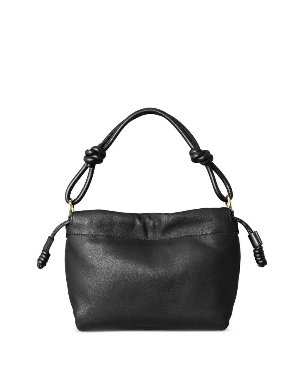 Lancaster Black Knotted-Handle Drawstring Shoulder Bag