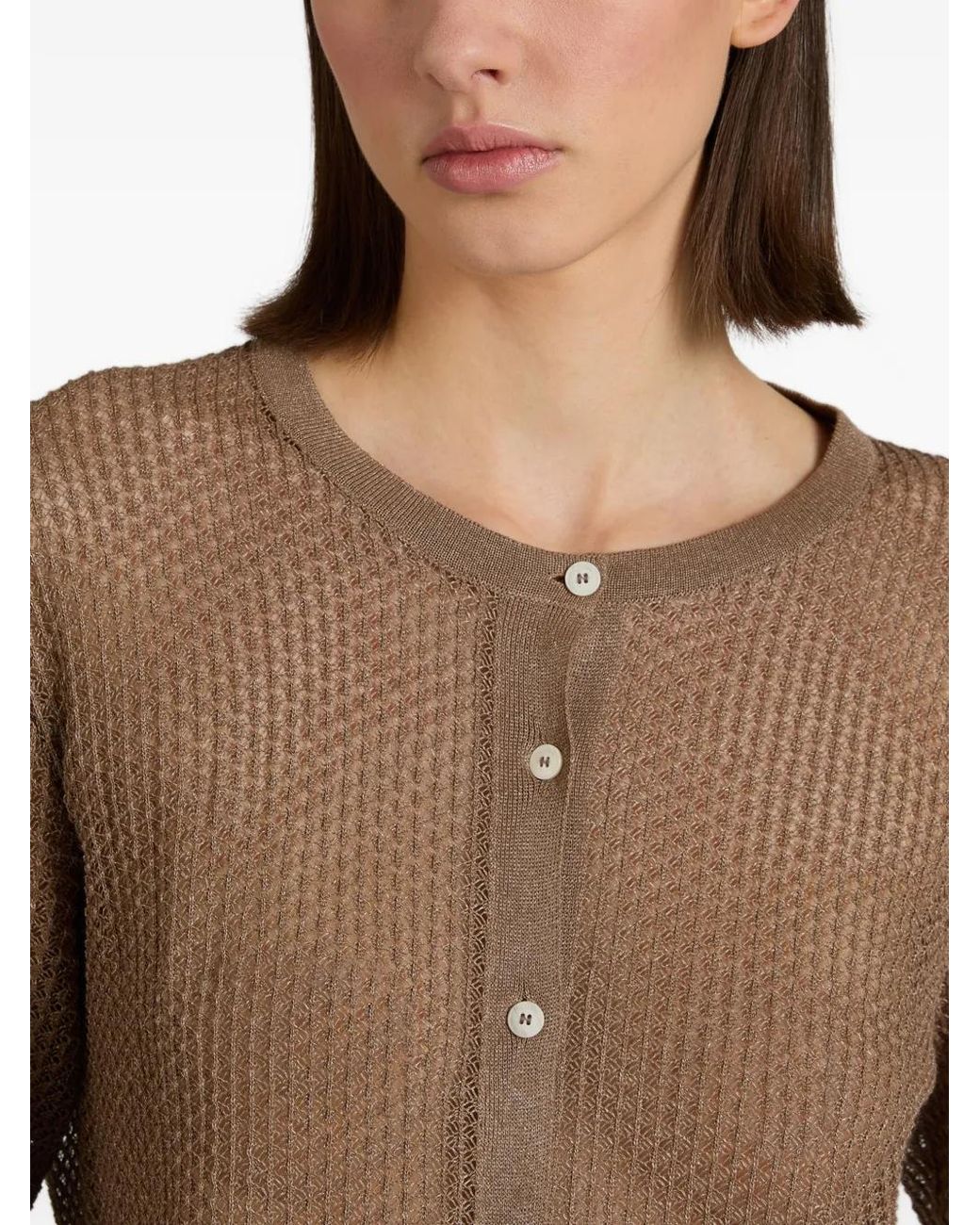 Zanone Brown Open-Knit Cardigan