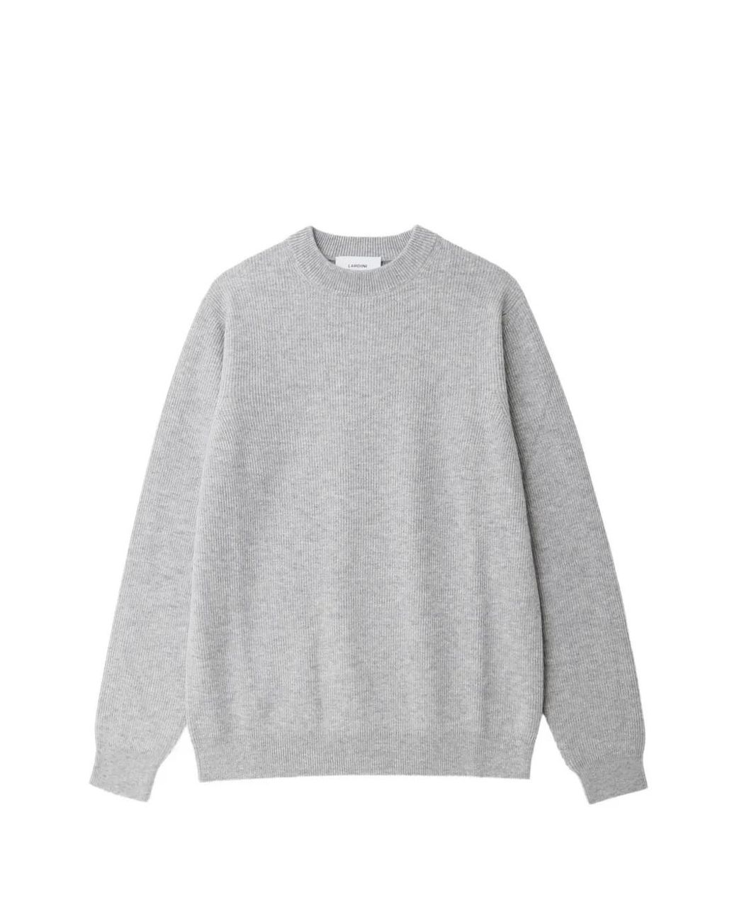 Lardini Gray Ribbed-Knit Crew-Neck Sweater for men