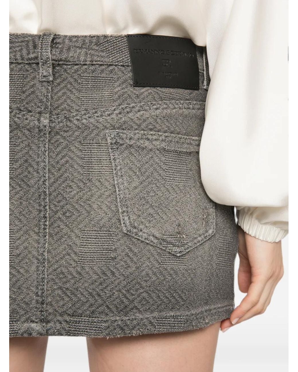 Ermanno Scervino Gray Minijupe En Jean À Chevrons