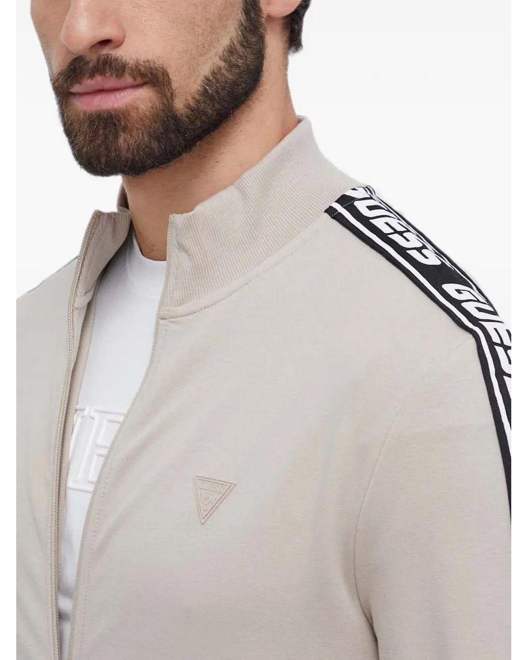 Guess White Full Zip Sweatshirt for men