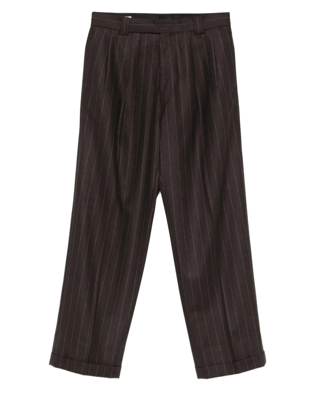 Kaptain Sunshine Gray 2Pleats Pinstripe-Cuffed Trousers for men