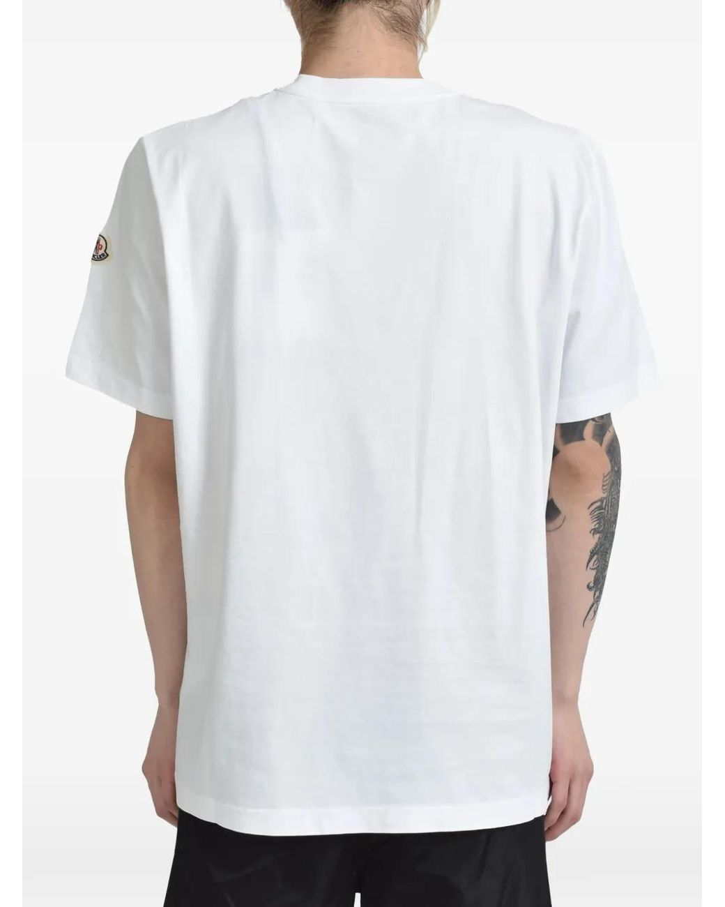 Moncler Gray Logo-Print Cotton T-Shirt for men