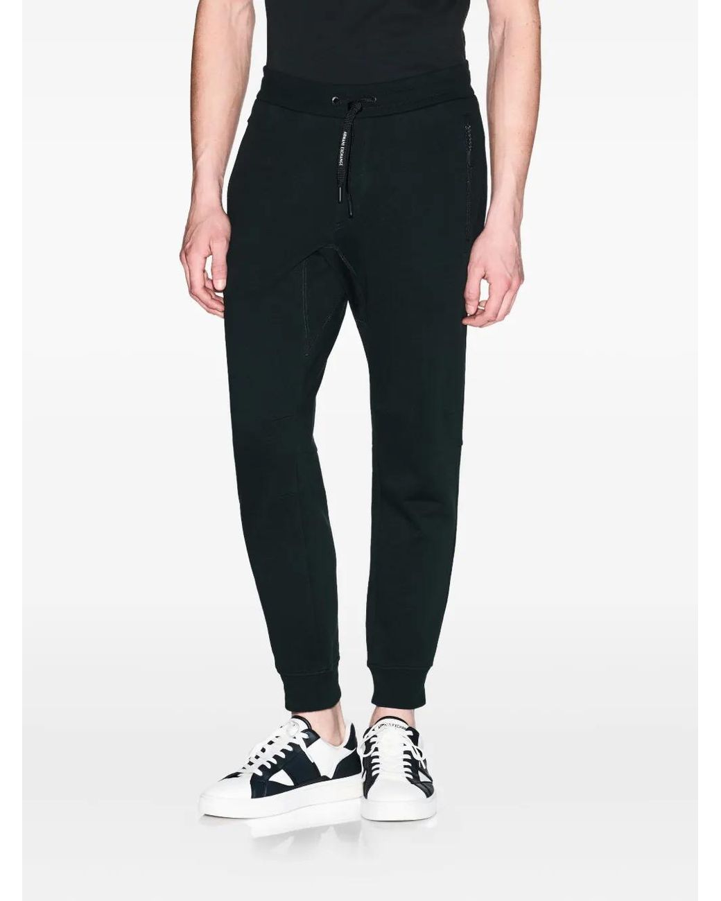 ARMANI EXCHANGE Black Zip-Pocket Drawstring Track Pants for men