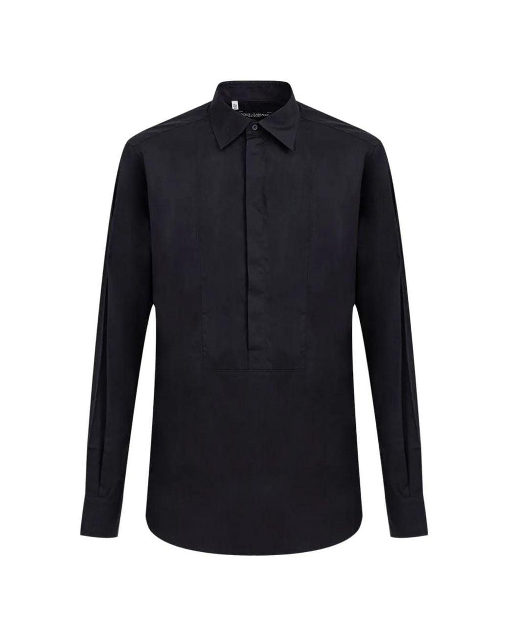 Dolce & Gabbana Blue Pleated-Front Long-Sleeve Shirt for men