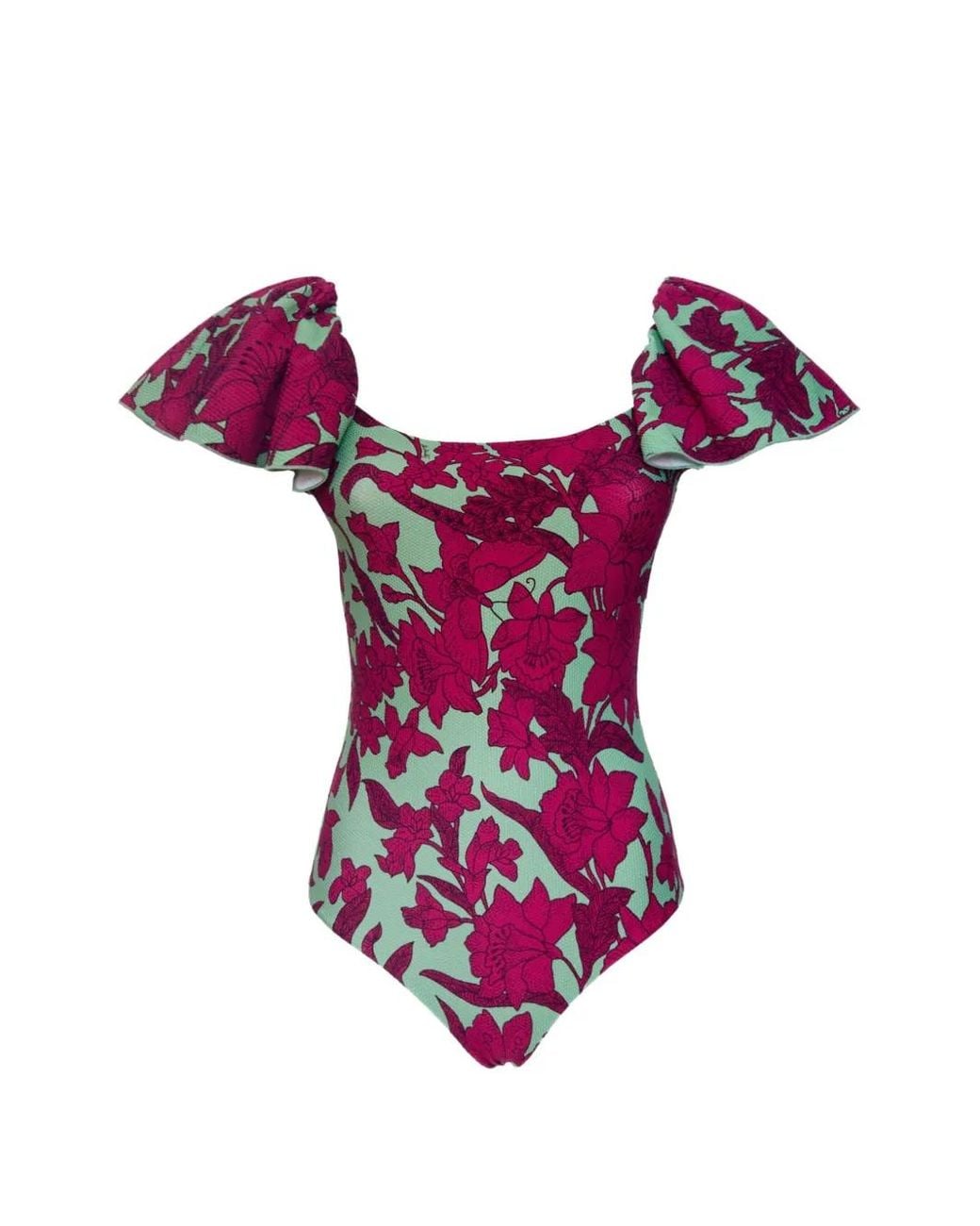 LaDoubleJ Pink Floral-Print Swimsuit