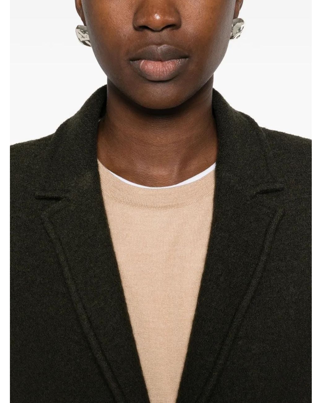 Emme Green Blazer En Laine Vierge À Simple Boutonnage