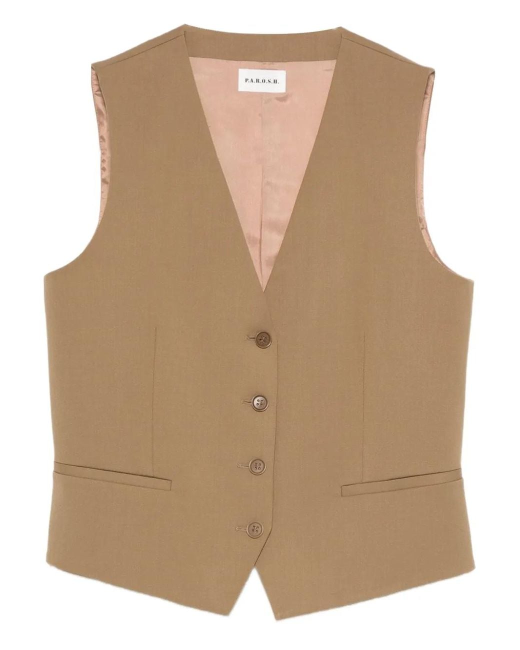 P.A.R.O.S.H. Natural V-Neck Button-Up Waistcoat