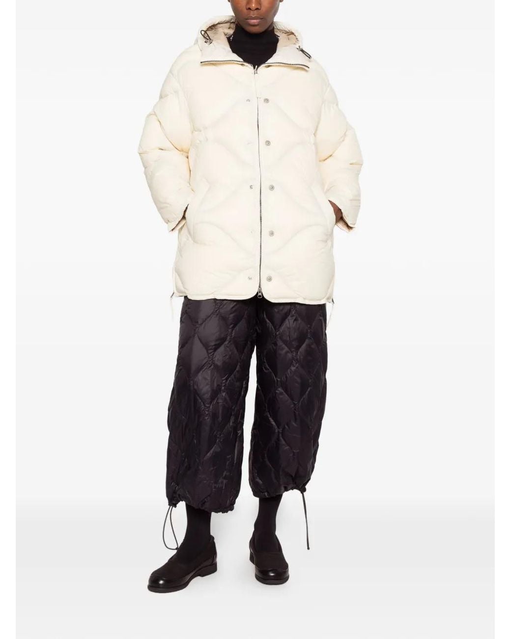 Taion White Quilted Hooded Jacket