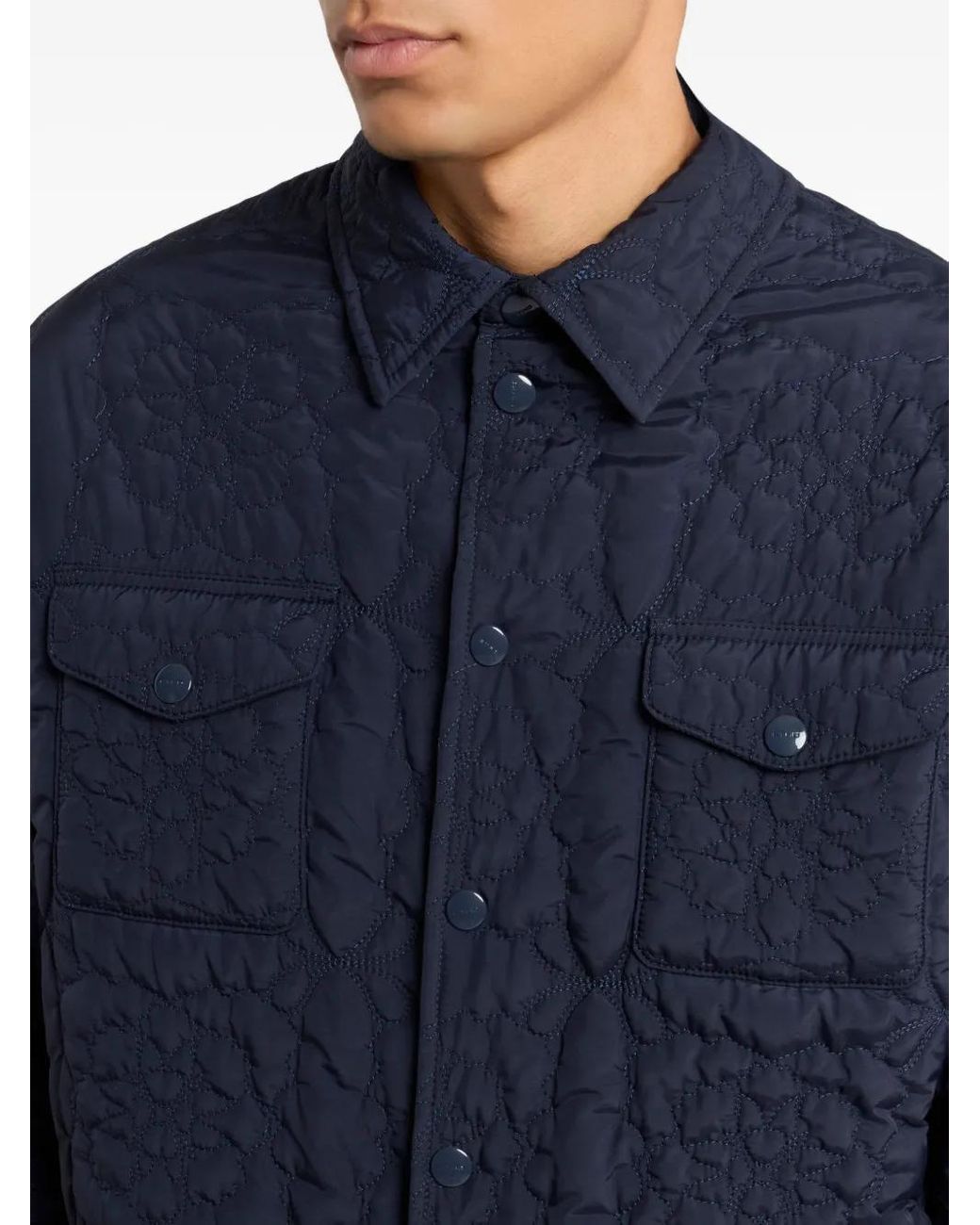 Etro Blue Quilted Overshirt for men
