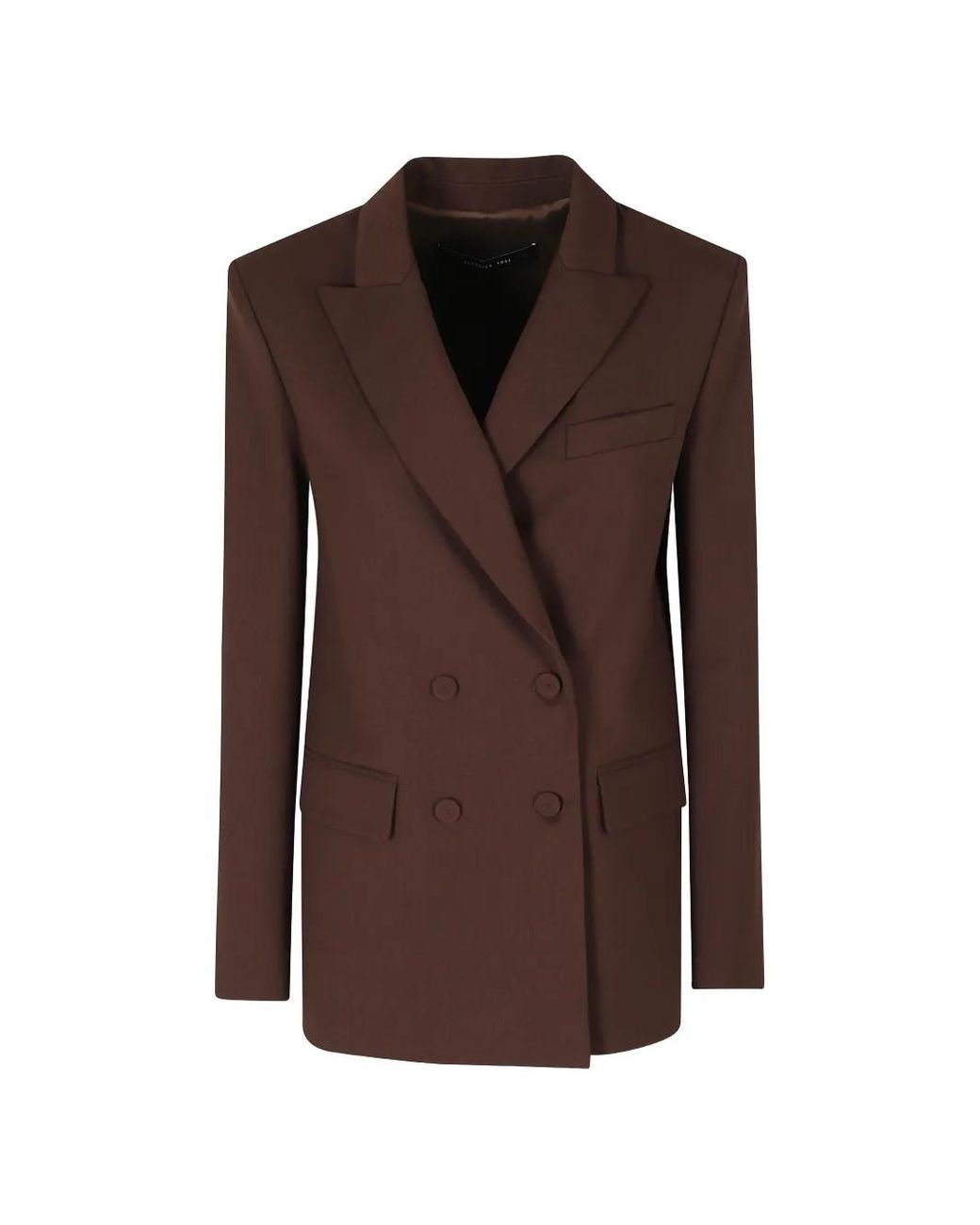 FEDERICA TOSI Brown Double-Breasted Peaked-Lapel Blazer