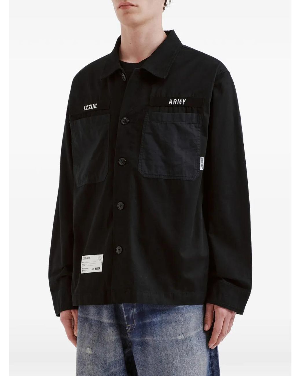 Izzue Black Patch-Pocket Shirt Jacket for men