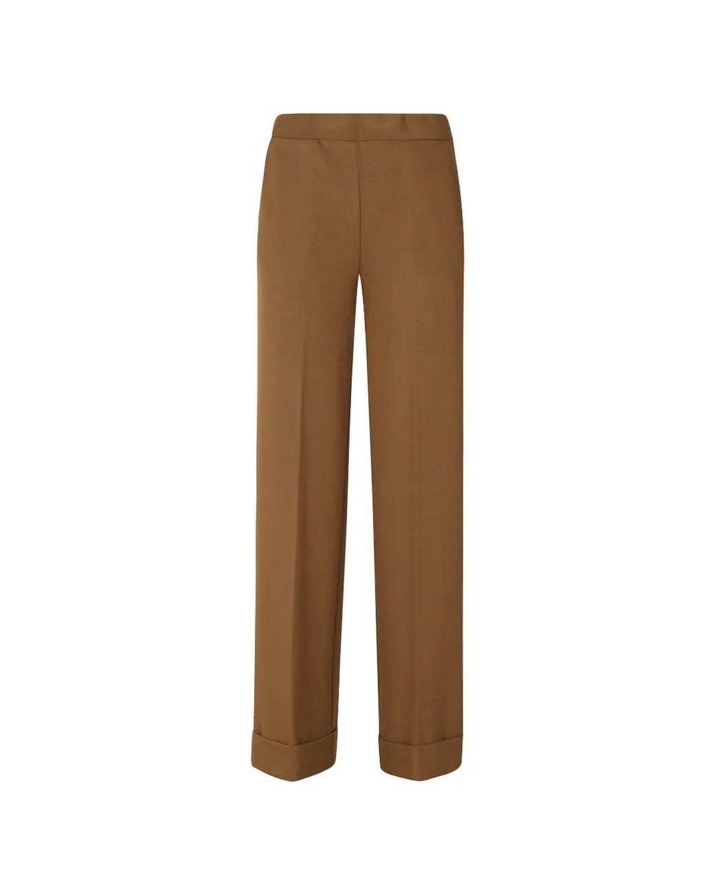 Semicouture Natural Pressed-Crease Turn-Up Trousers