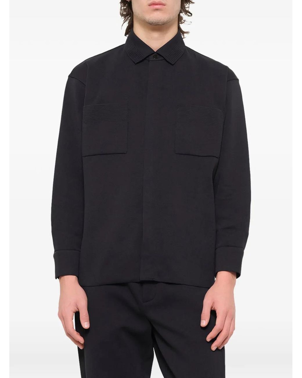 CFCL Blue Concealed-Placket Long-Sleeve Shirt for men