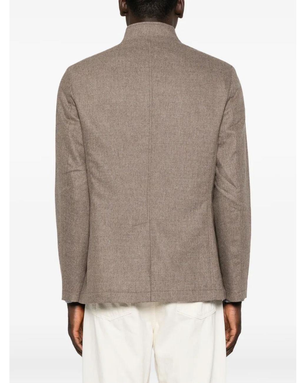 Gran Sasso Brown Veste À Col Montant Et À Poches for men