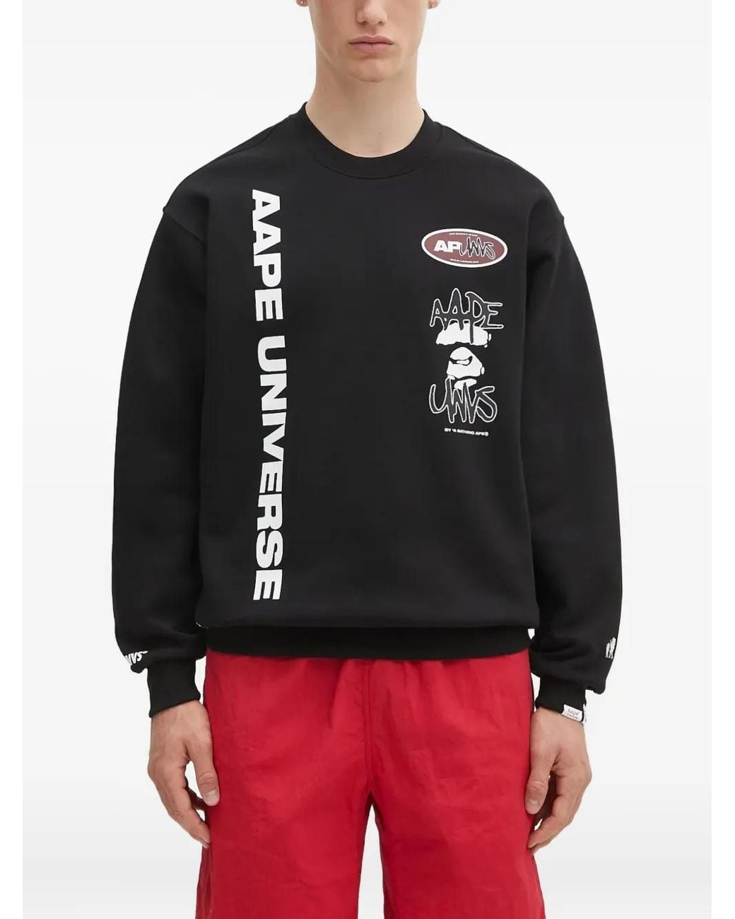 Aape By A Bathing Ape Gray Aape Universe Graphic Sweatshirt for men