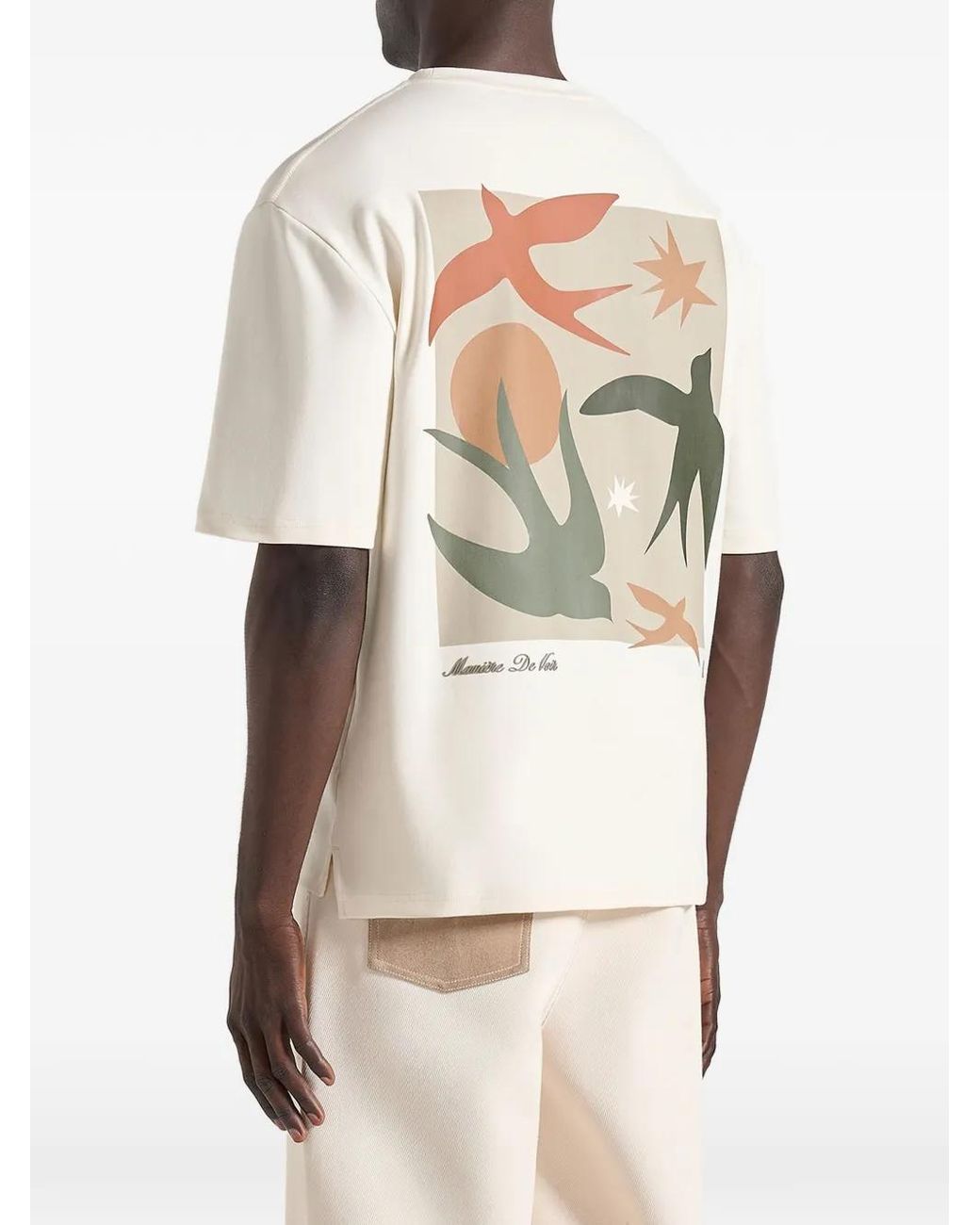 Manière De Voir White Thibault Bird Detail Cotton T-Shirt for men