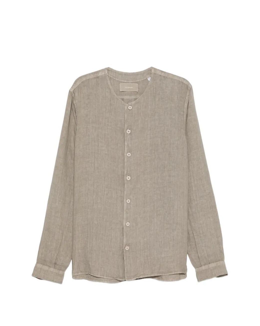 INLINUM Natural Collarless Long-Sleeve Shirt for men