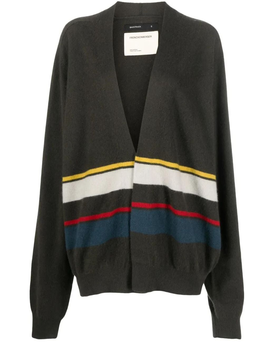 Frenckenberger Black Stripe-Pattern Cashmere Cardigan