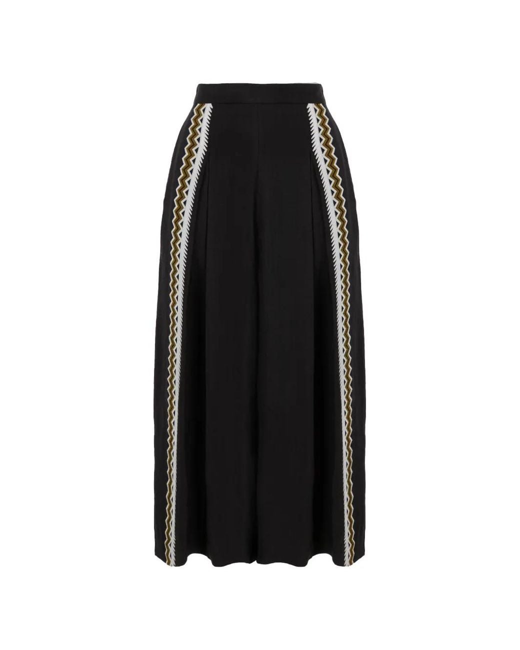 Temperley London Black Pantalon En Lin Avalon À Broderies