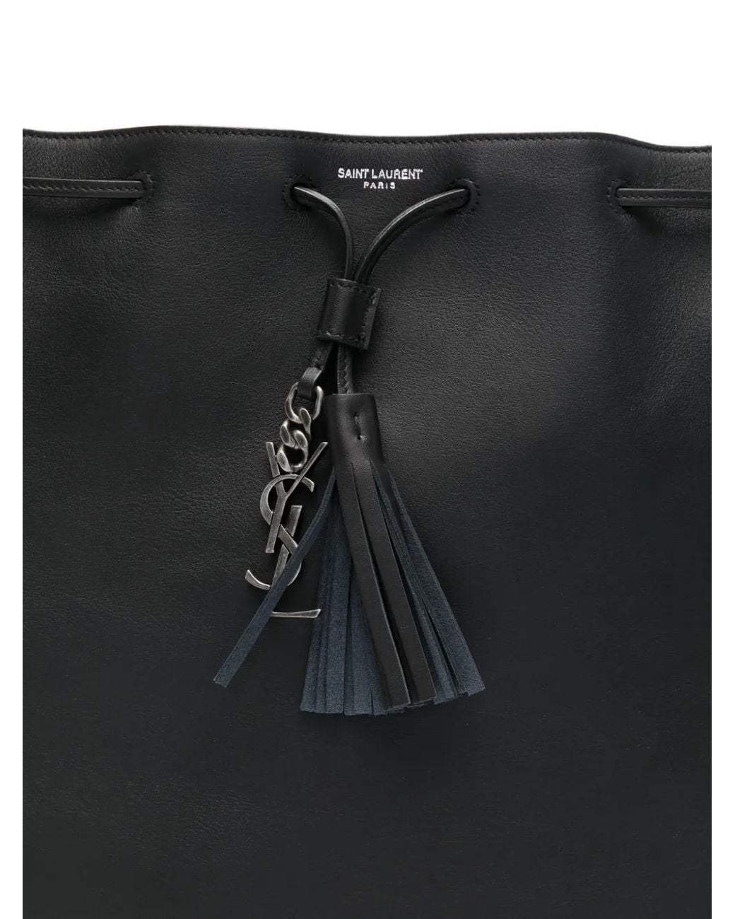 Saint Laurent Black Medium Jean Flat Tassel-Charm Shoulder Bag