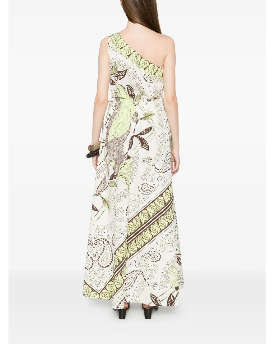 Tory Burch White Bird-Print Midi Dress