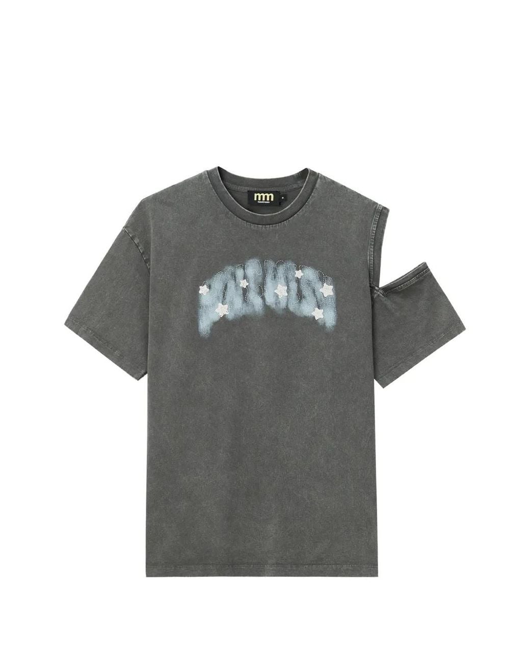 Mini Cream Gray Cut-Out Star-Embellished T-Shirt