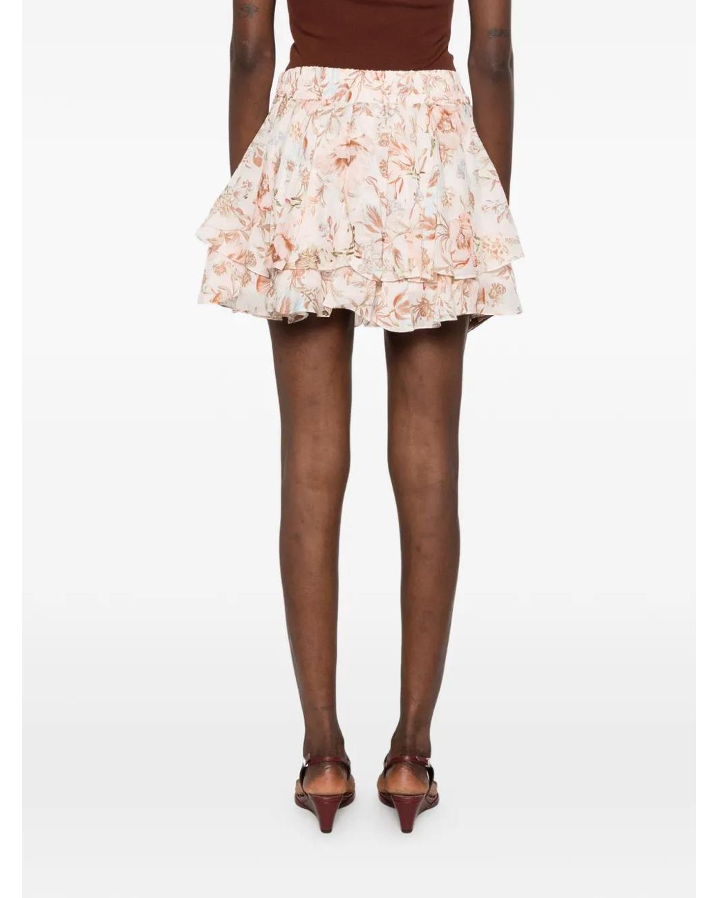 Hemant & Nandita Pink Ezra Floral-Print Ruffled Mini Skirt