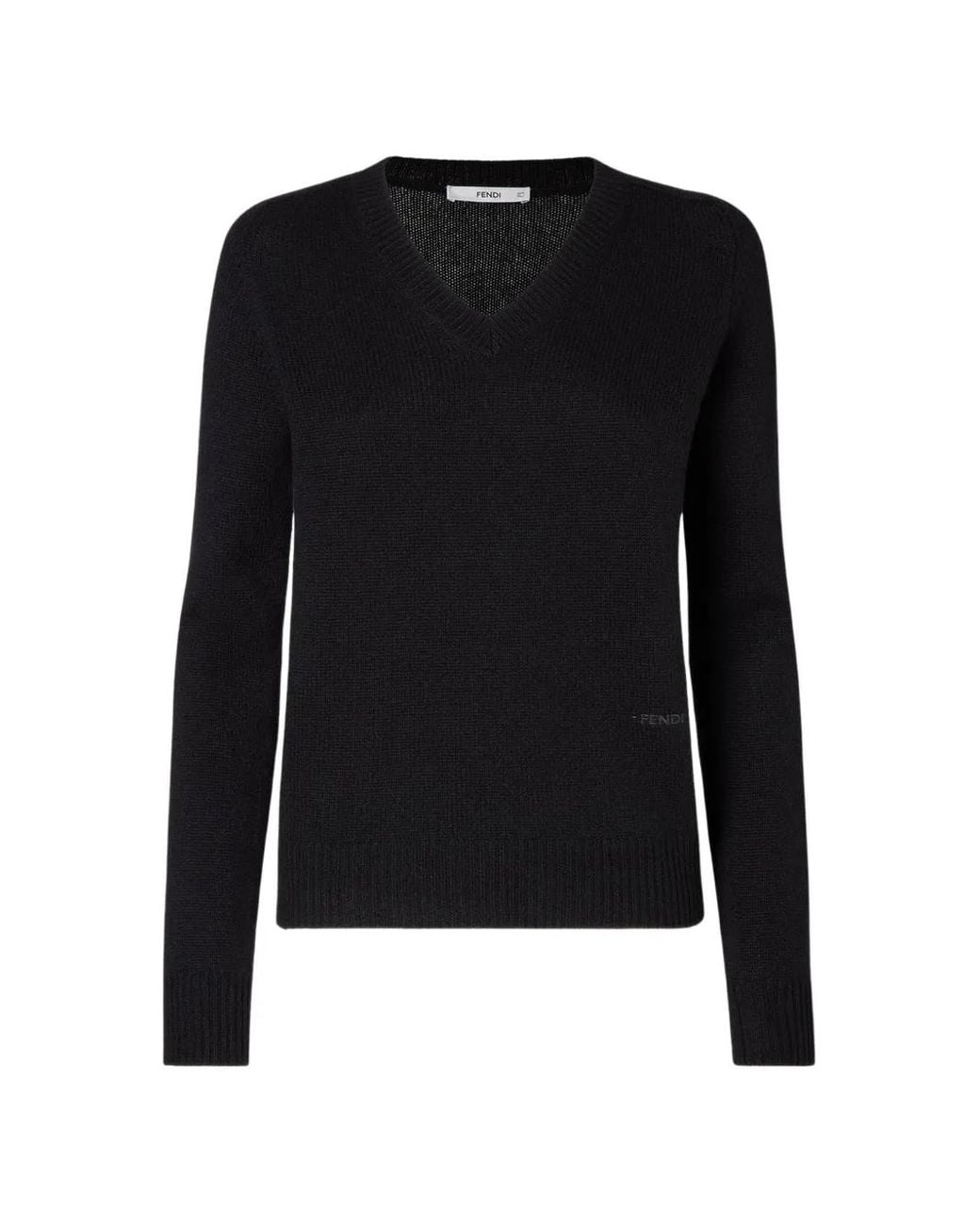 Fendi Black V-Neck Cashmere Sweater