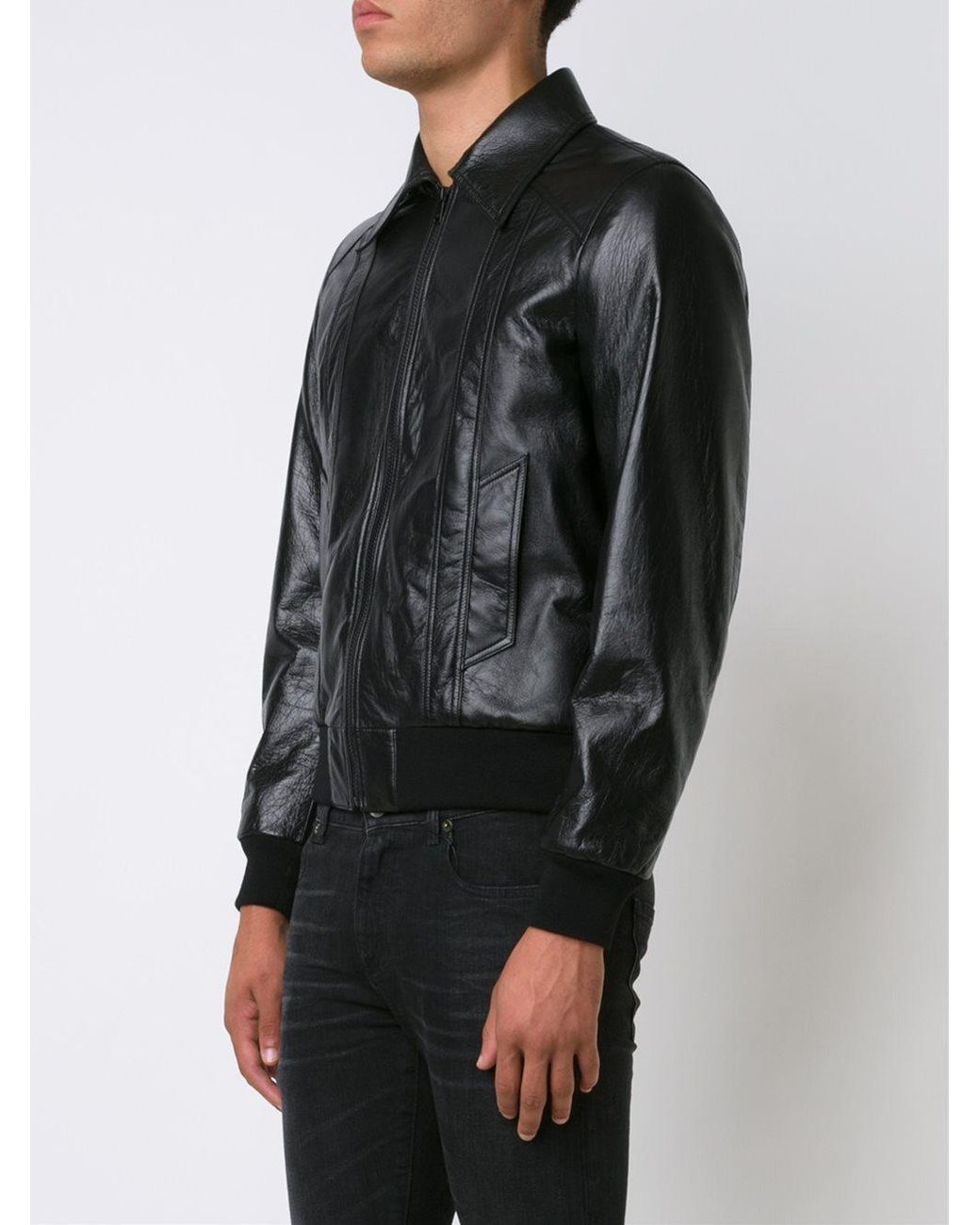 Saint Laurent 70s Sunburst Leather Jacket in Black for Men