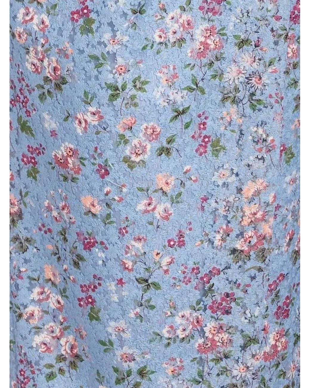 Markarian Blue Rousseau Floral-Lace Midi Dress