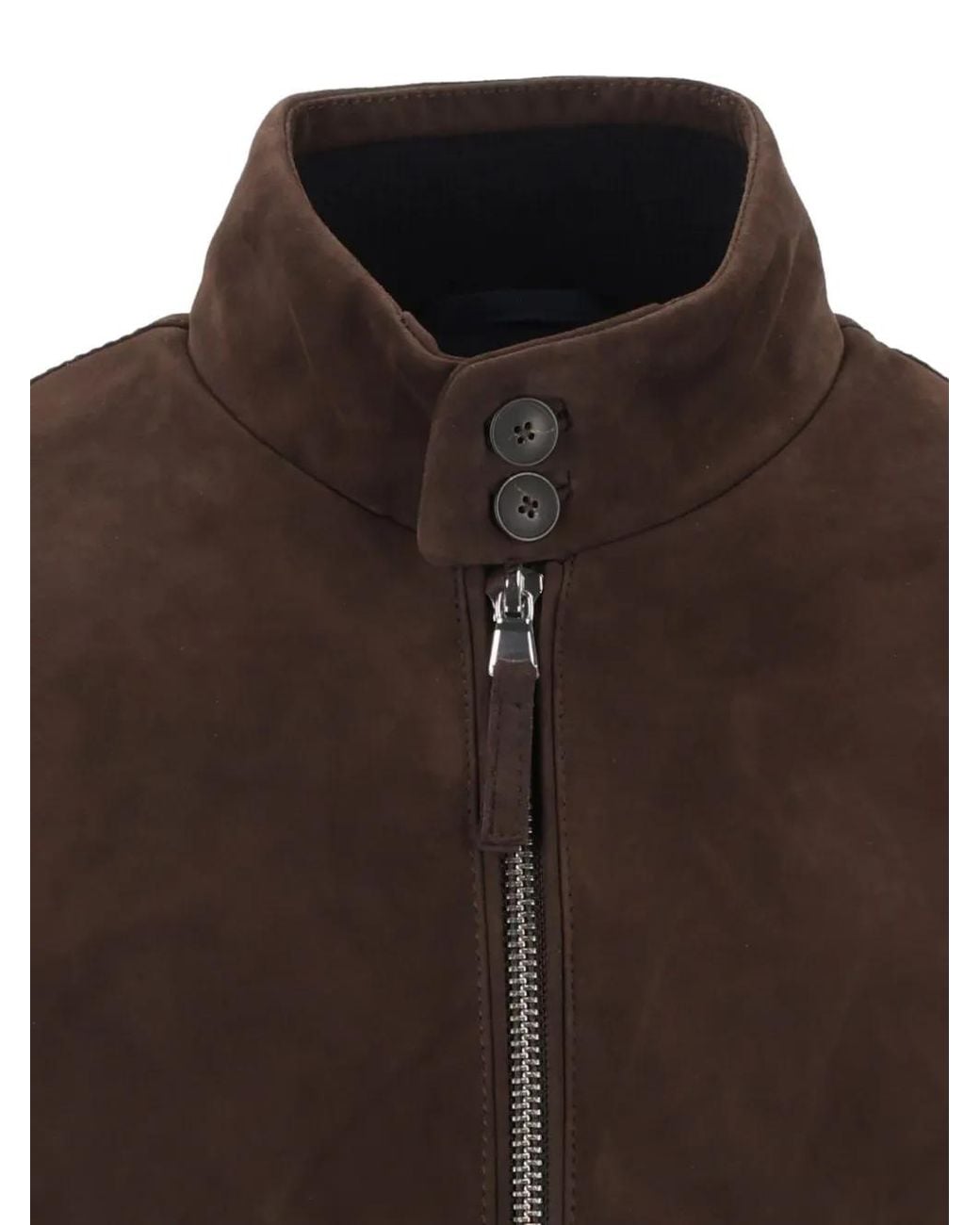 Al Duca D'aosta Brown Zip-Up Suede Jacket for men