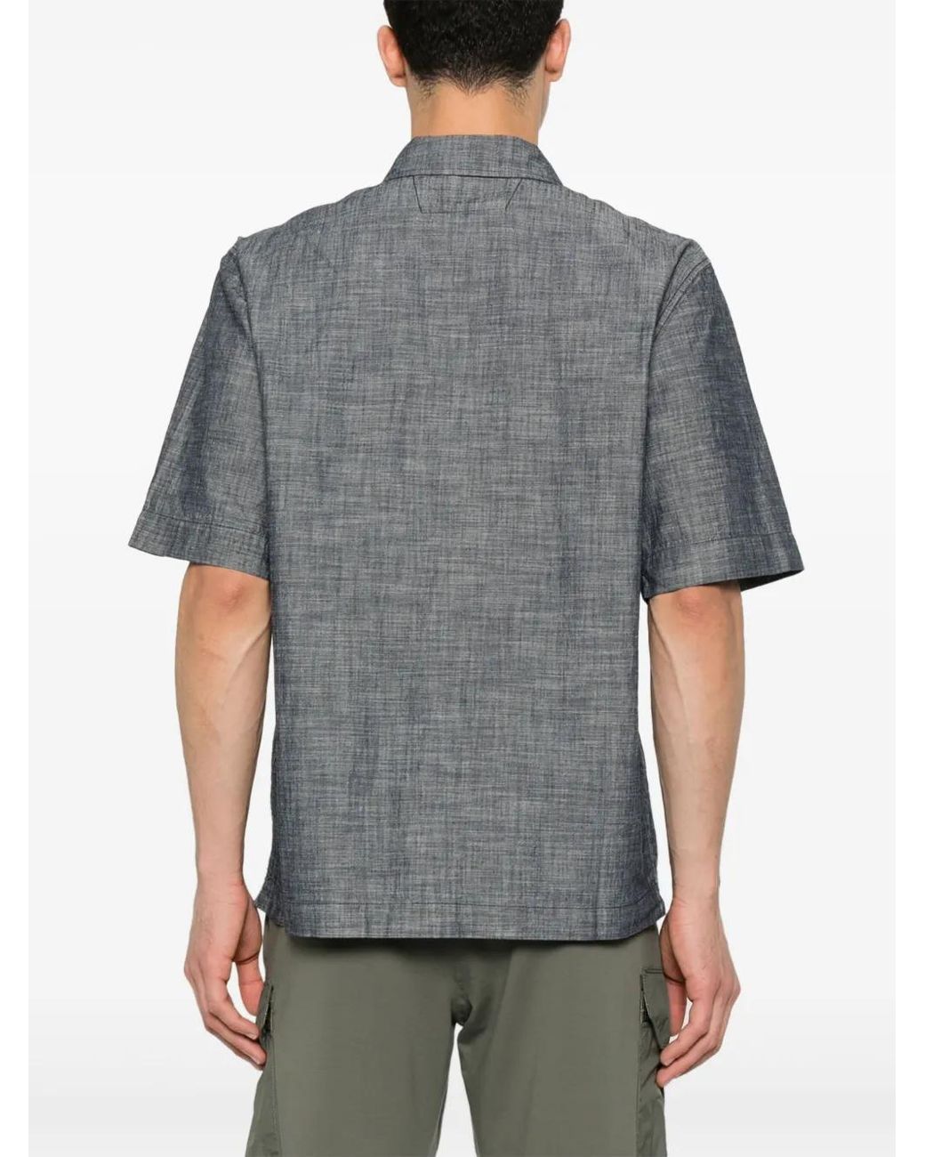 C P Company Gray Logo-Patch Shirt for men