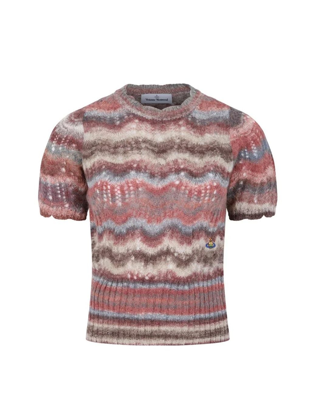 Vivienne Westwood Pink Logo-Embroidered Open-Knit Top