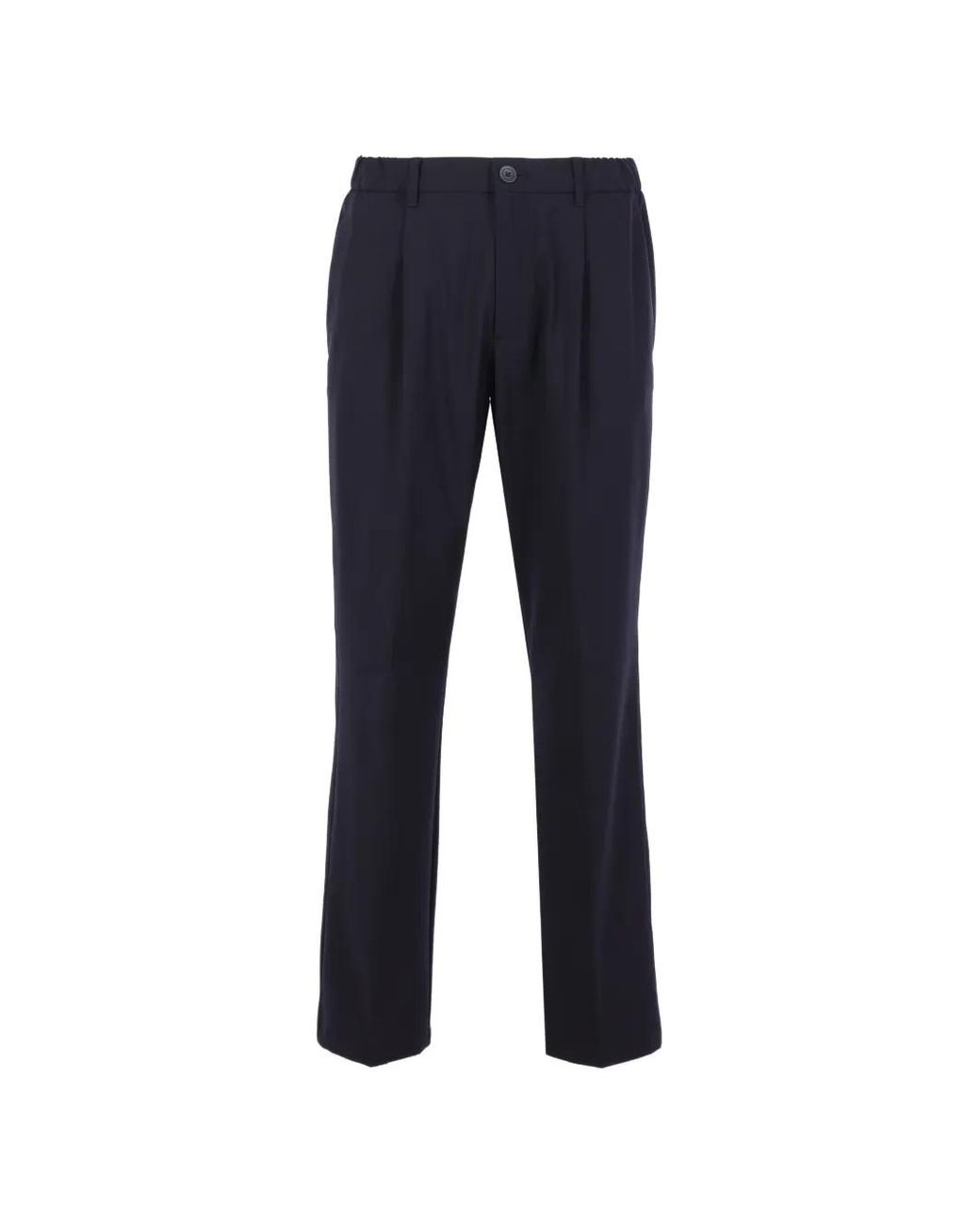 Herno Blue Polyester Wool Elastane Pants for men
