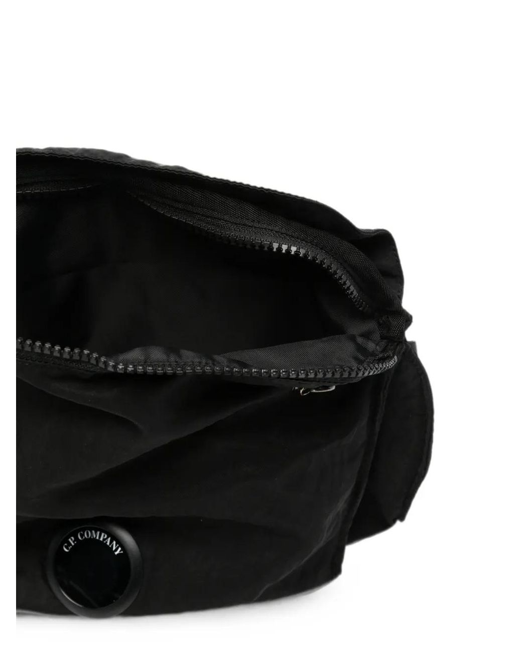 C P Company Black Logo-Patch Belt Bag for men