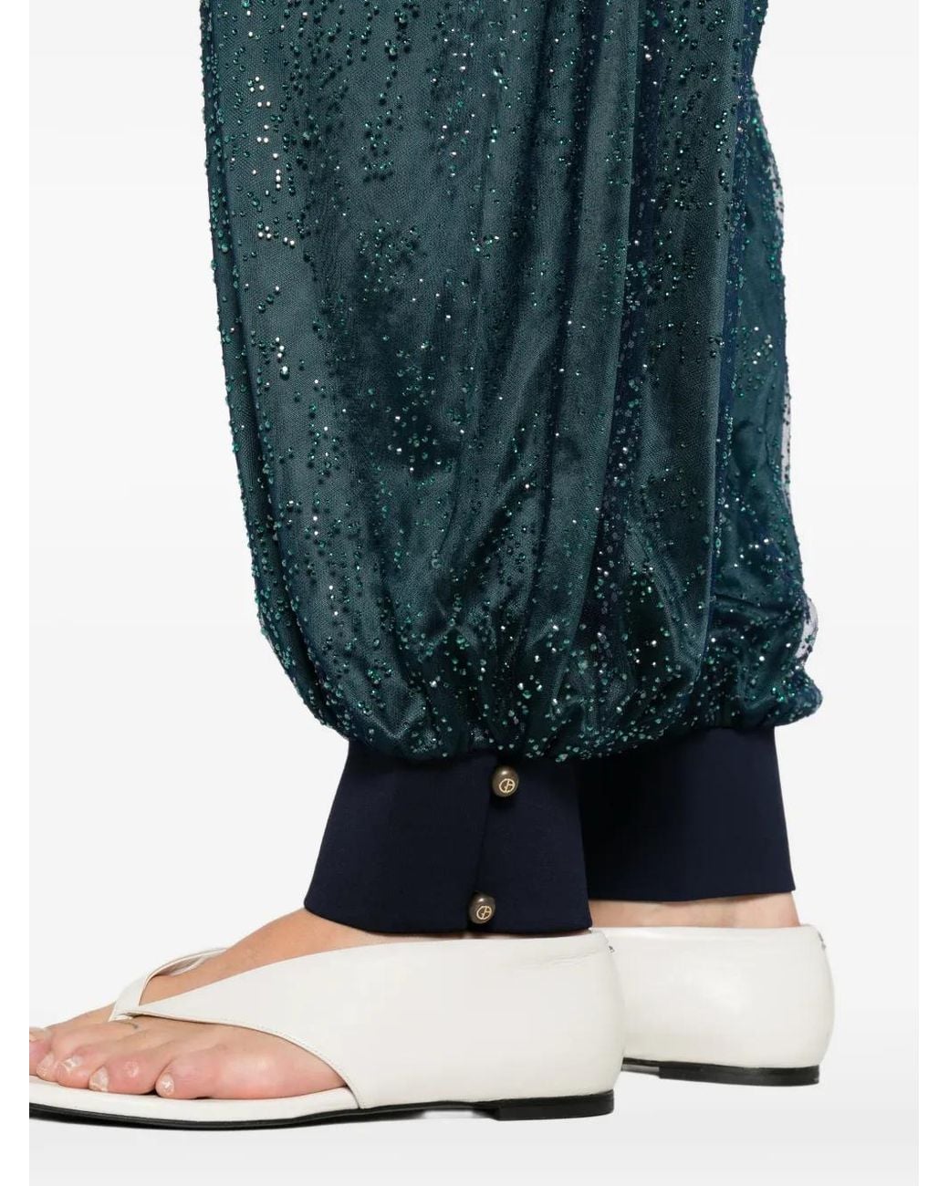 Giorgio Armani Green Tassel Drawstring Trousers