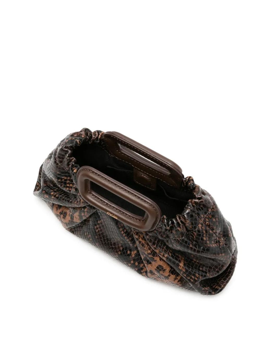 Maje Black Snake-Effect Leather Clutch Bag