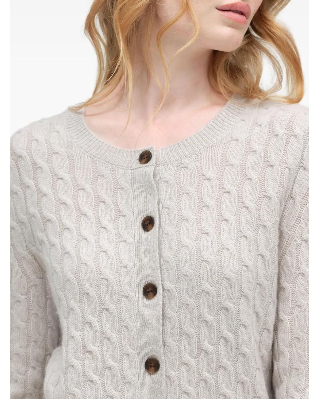 Chinti & Parker White Cable-Knit Cashmere Cardigan
