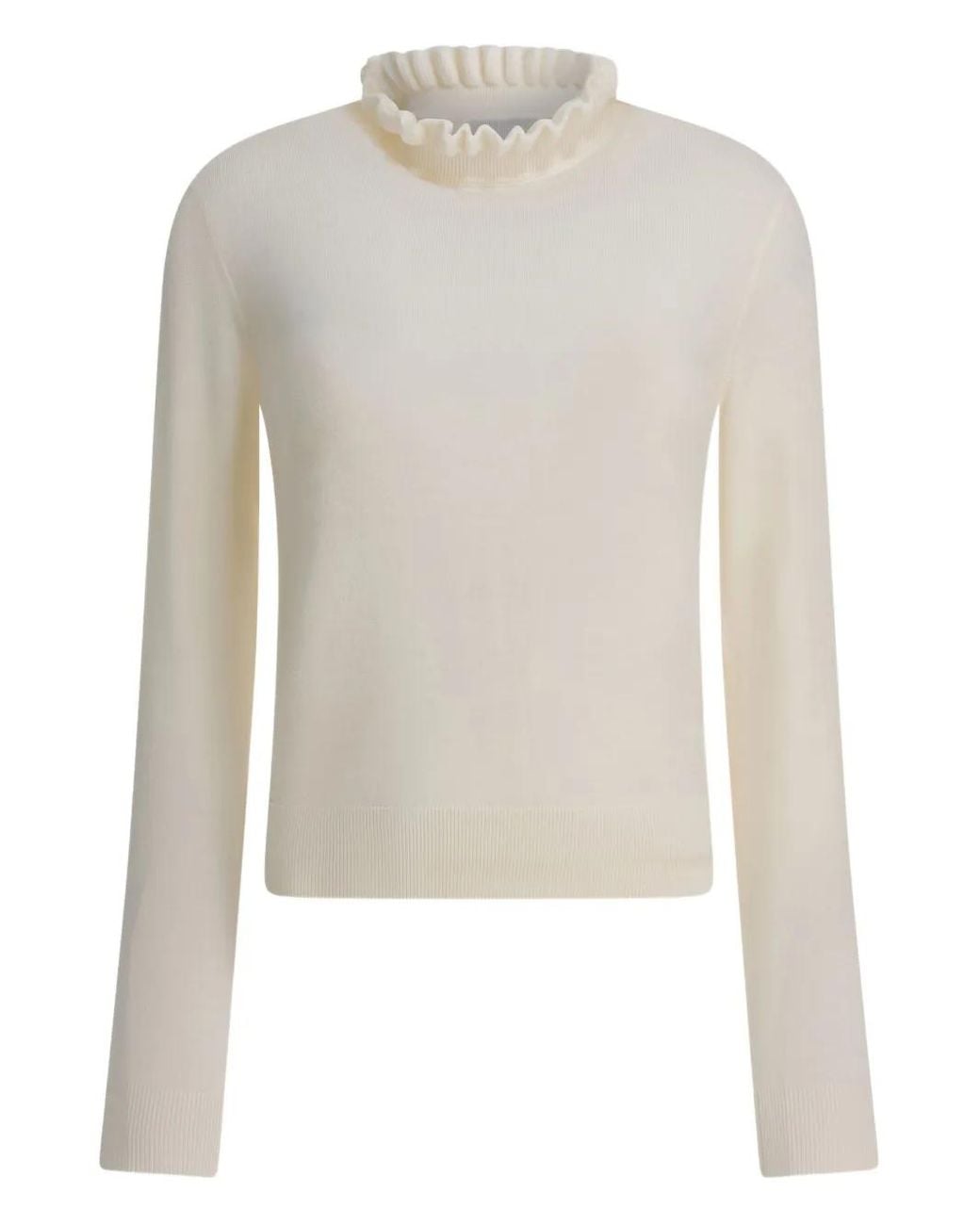 McQueen White Ruffled Sweater