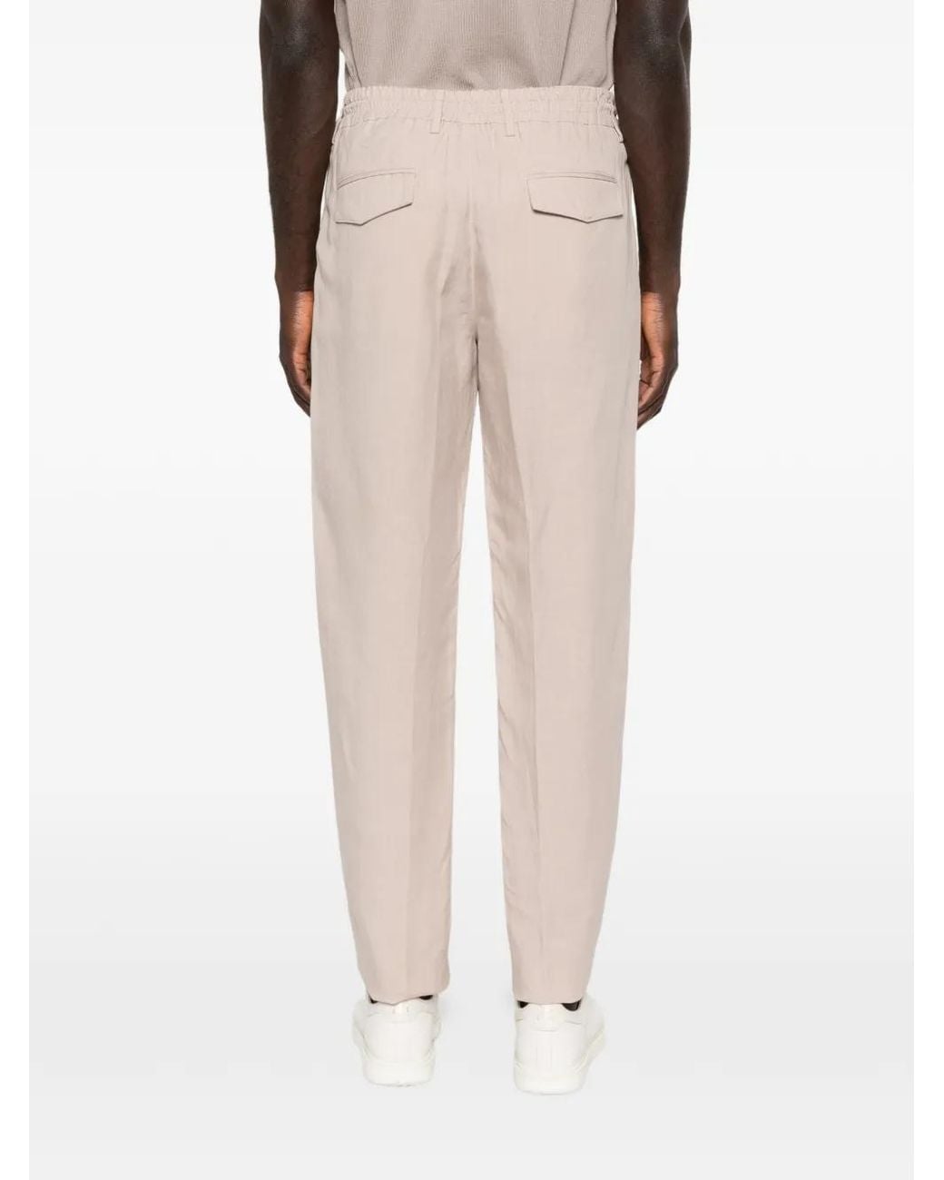 Eleventy White Drawstring Pleated Trousers for men
