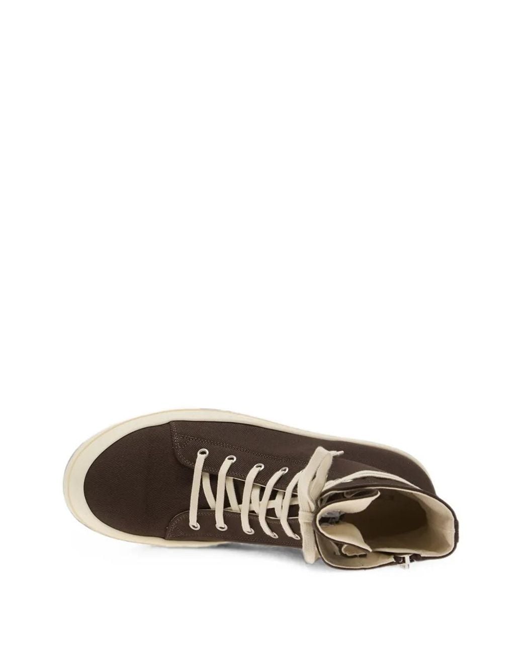 Rick Owens Brown High-Top Denim Sneakers