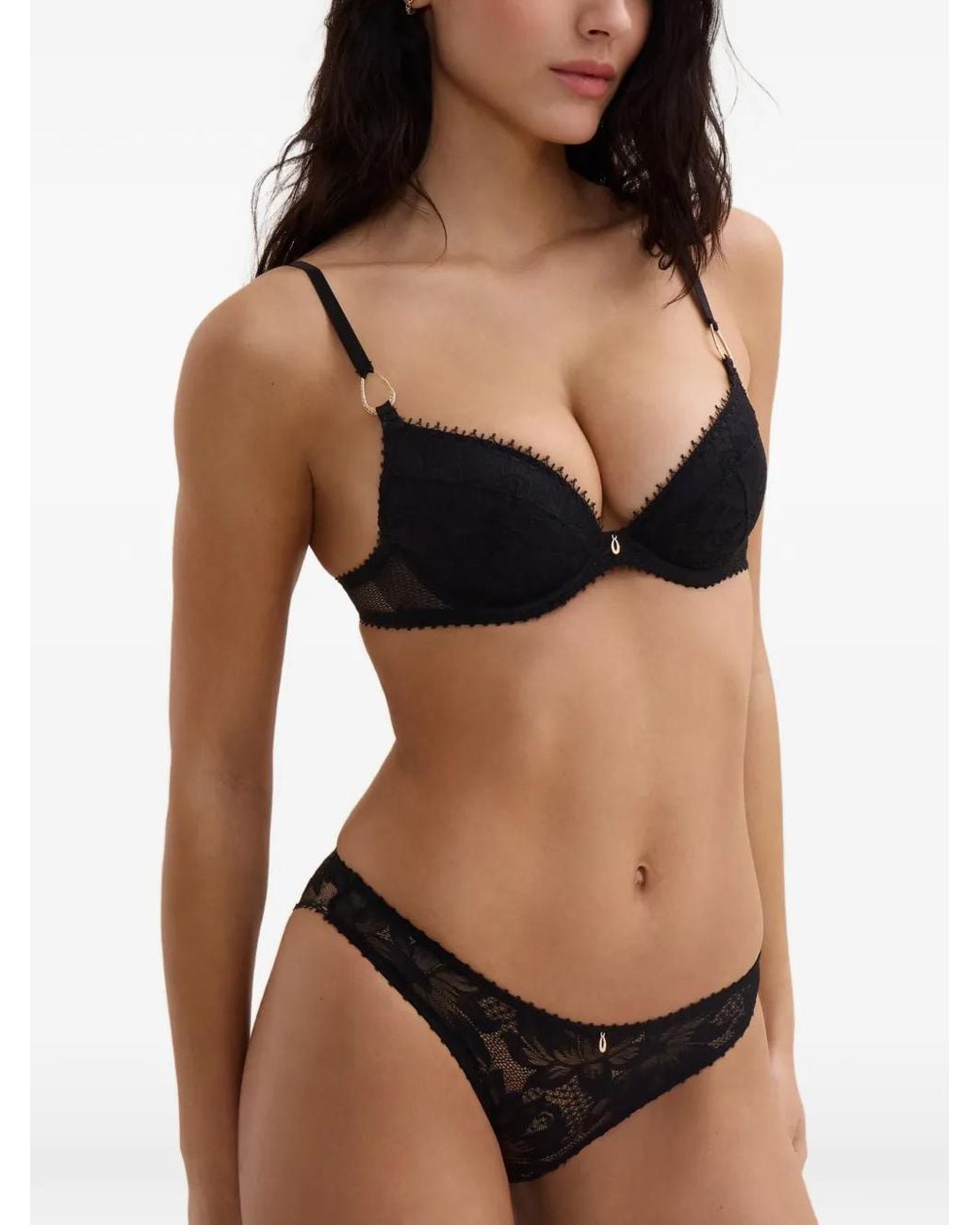 Aubade Black Flawless Love Lace-Trim Push-Up Bra