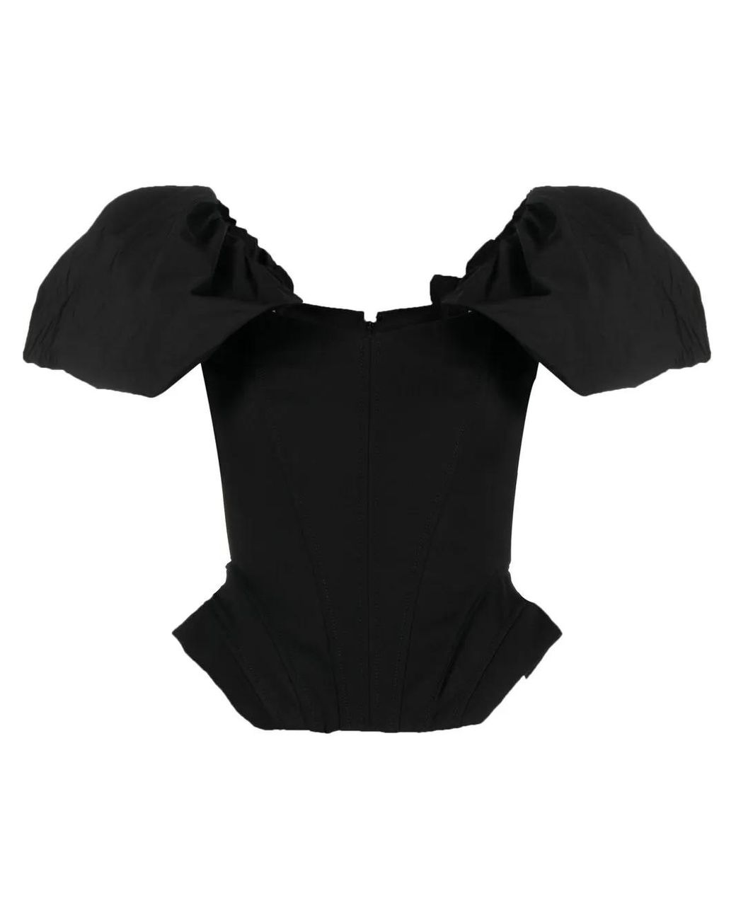 V:PM ATELIER Black Galaxy Puff-Sleeve Top